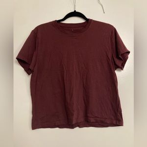 Everlane Maroon Organic Box Cut Cotton Tee Shirt